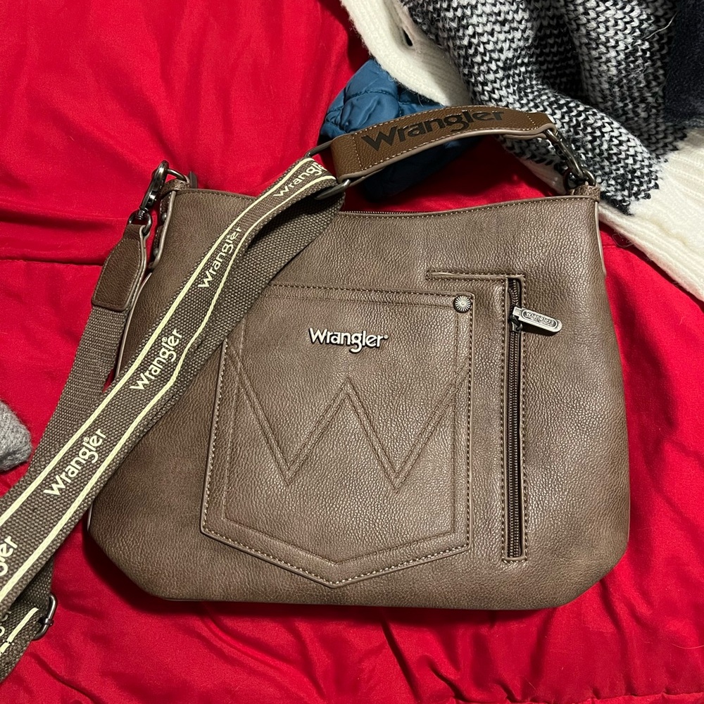 Wrangler Tan Crossbody Bag with Front Pocket